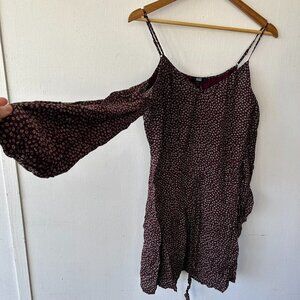 Paige Microfloral Mini Dress Womens Small Purple Floral Cold Shoulder Cottage